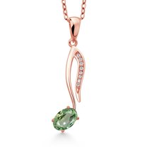 Music Eighth Note Jewelry Pendant Necklace Gift for Women By Keren Hanan | 18K Rose Gold Plated Silver | Green Sapphire | 0.65 Cttw | September Birthstone | Oval 6X4MM | with 18 inch Silver Chain