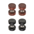 thumbnail image 2 of 2 Pairs Wood Barbell Stud Earring Illusion 16g Stainless Steel Pin Stud - (1.2x6x8mm), 16g, 2 of 5