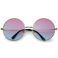 thumbnail image 1 of Super Oversize Slim Temple Colorful Gradient Lens Round Sunglasses 61mm (Gold / Pink-Blue), 1 of 4