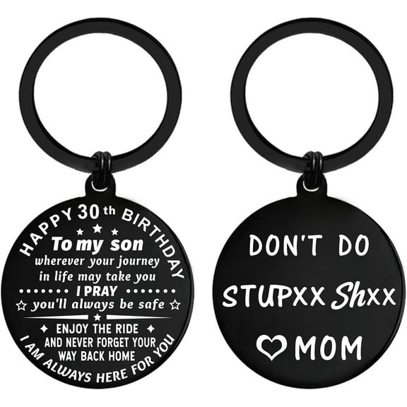 Son 30th Birthday Gifts for Him, 30 Year Old Birthday Presents for Men from Mom, Happy 30th Birthday Decorations Keychain