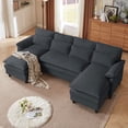 thumbnail image 4 of Pingliang Home 104.7" U Shaped Sectional Sofa Cloud Couch, Linen Sofa Couches with Double Chaise and 4 Pillows for Living Room Apartment Office Studio, Dark Gray, 4 of 12