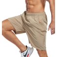 thumbnail image 3 of Pantalones cortos SPOSULEI para hombre, atléticos, de secado rápido, ligeros, color caqui, 3 of 7