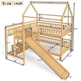 thumbnail image 4 of URTR Full Over Full House-shaped Bunk bed with Slide, Storage Stairs and Guardrail, Wooden Full Size Playhouse Bunk Bedframe for Bedroom, Two Placement Methods, Noise-free Design, Natural, 4 of 9