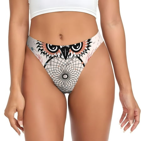 Adobk Dreamcatcher With Owl Print Seamless Women Underwear Thongs No Show Ladies Thong No Line Breathable Comfortable Panties Undies for Women-Medium