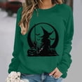 thumbnail image 2 of Jsaierl Womens Halloween Sweatshirts Funny Witch Graphic Pullovers Fall Holiday Round Neck Long Sleeve Sweater Tops Halloween Party Supplies, Sizes S-2XL, 2 of 7
