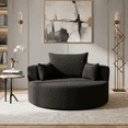 thumbnail image 5 of Chenille Swivel Accent Barrel Chair with 3 Removable Pillows (Black), 5 of 13