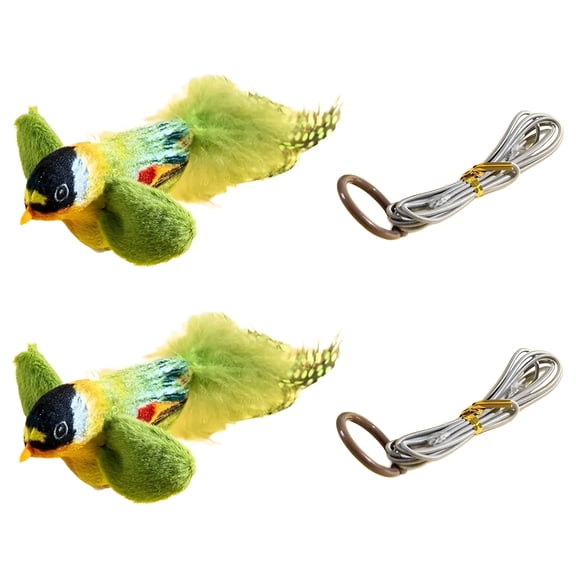 BESTSKY 2Pcs Flapping Bird Cat Toy, Interactive Chirping Kitten Toy with Real Feathers and Catnip, Automatic Flapping Wings for Indoor Cats, Red