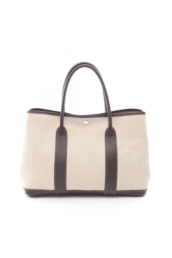 Pre-Owned Hermes Garden Party PM Ecru Ebene Tote Bag Handbag Toile H Buffle Women's Ivory Brown
