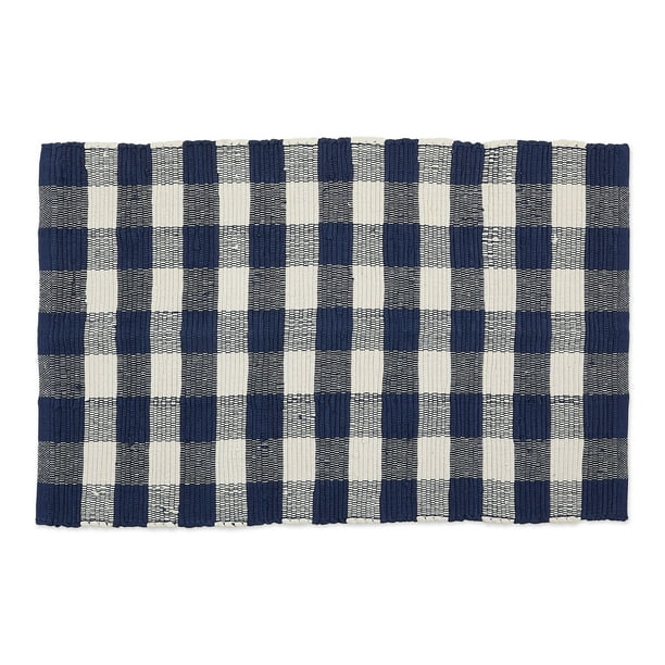 DII Navy & Cream Buffalo Check Rag Rug, 24" x 36"