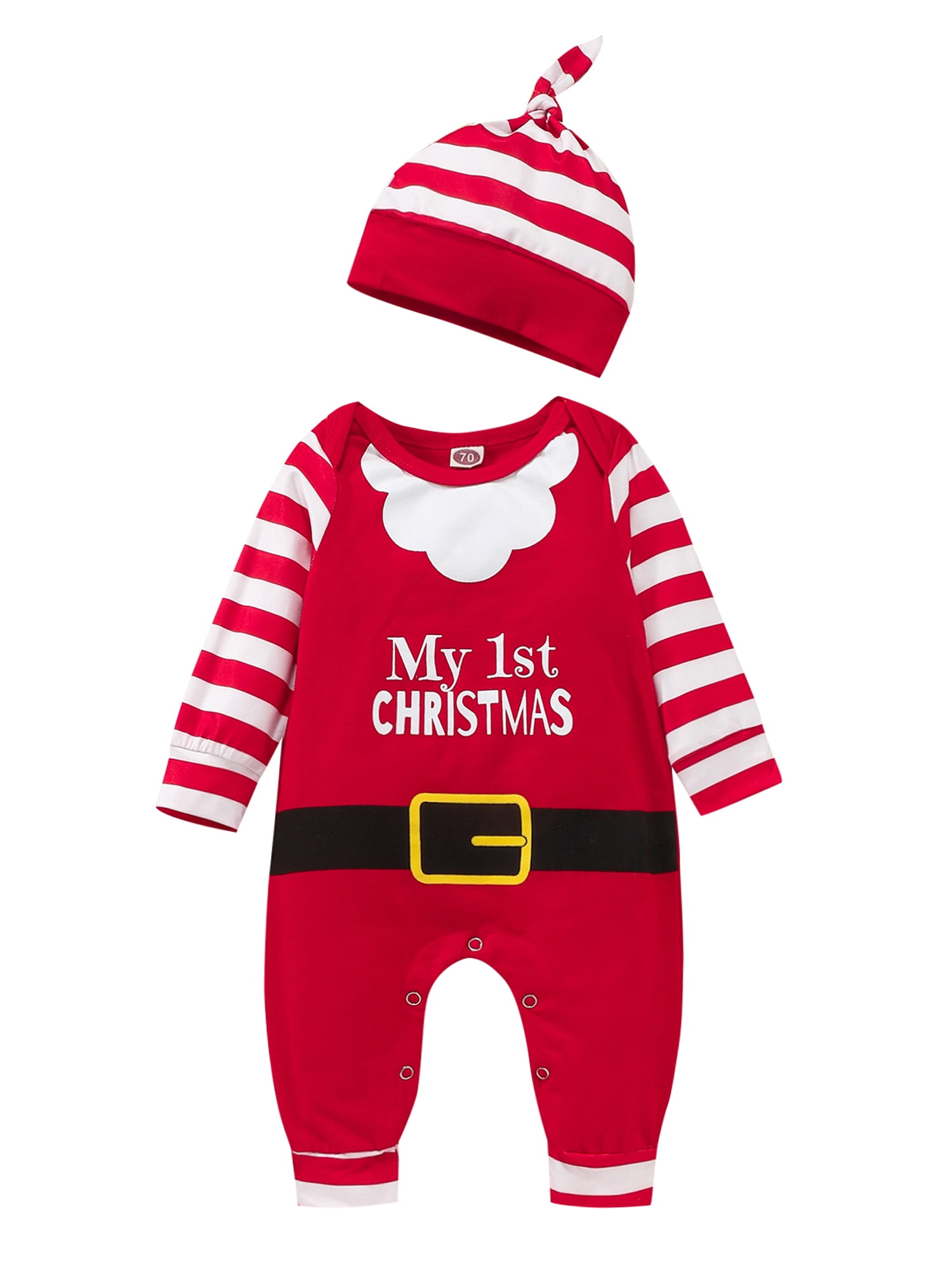 Christmas Newborn Baby Boys Girls Romper Bodysuit Jumpsuit Hat Outfits Clothes 