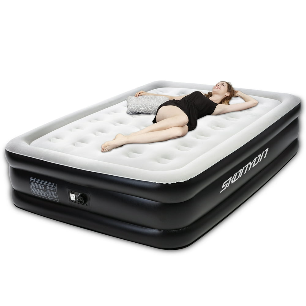 SKONYON Air mattress Queen Size Air Bed with builtin Pump Deluxe Air