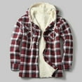 thumbnail image 2 of Feancey Plaid Hoodie Coats for Women Winter Sherpa Fleece Lined Flannel Shirt Jackets Drawstring Hooded Long Sleeve Button Jacket 2025 Comfy Warm Outwear ,Purple,L, 2 of 10