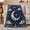 Blue Floral Moon, variant on Celestial Zodiac Sun Face Illustration Mystical Blue, Festive Holiday Scene, Warm Flannel Blanket for Living Room and Reading Nook, Art Lovers Christmas Gift, Festive Home Decor