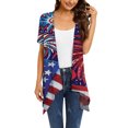 thumbnail image 1 of Lenago Summer Plus Size Spring Tops for Women Casual Printed Short Sleeve Cardigans Drape Open Front Lightweight Summer High Low Hem Tops 4th of July Outfits for Women, 1 of 4