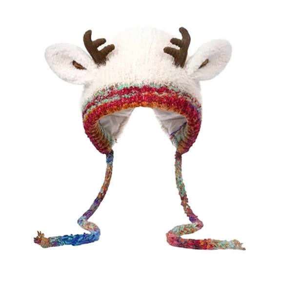 2026 New!Unisex Deer Antler 2-in-1 Convertible Hat - Plush Lined Foldable Tote Beanie for Christmas