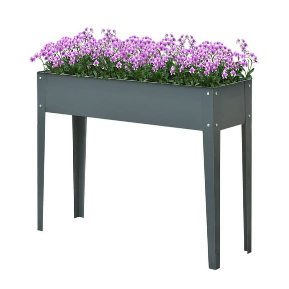 KWUXIN 40" x 12" x 32" Dark Grey Metal Raised Garden Bed Planter Box, Durable Outdoor Gardening Solution for Vegetables & Flowers