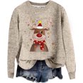 thumbnail image 1 of Zhanying Chandail Laid pour Femmes à Col Rond Bleu Mignon Christmas Sweater Chandails de Noël Assortis pour la Famille pour Femmes, 1 of 5