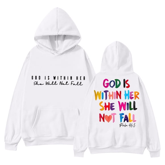 Aocisk Women's 2025 Hoodie with Inspirational Quote Print Comfortable Warm Pullover for Wear and Daily Inspiration White L