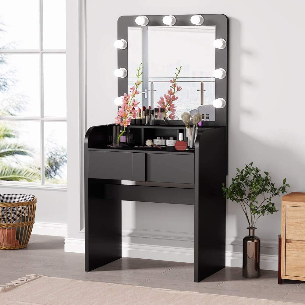 Details about   Tribesigns Makeup Vanity Table with Lighted Mirror Big Drawer and 3-Drawer Chest 
