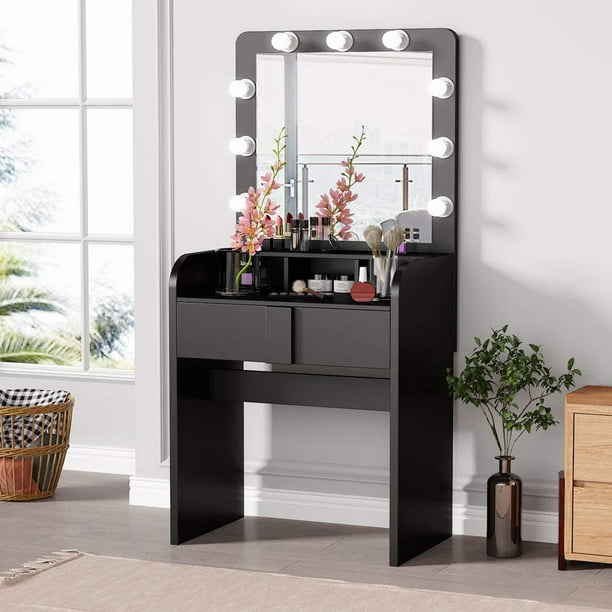 Tribesigns Vanity Table With Lighted, Tribesigns Dressing Vanity Table Set Makeup Lighted Desk With Mirror And Drawer