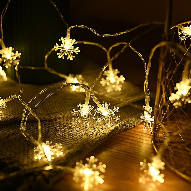 3m 20 luces Pequeños copos de nieve (colores cálidos) Luz de ambiente de camping al aire libre Luz LED de patio y jardín (modelo de batería de 3 m 20 luces)