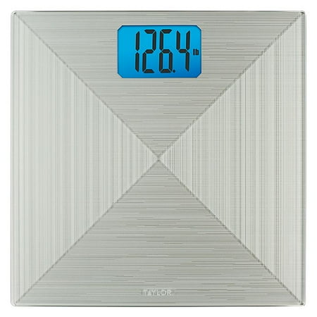 taylor digital glass bathroom scale in silver metallic