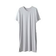 thumbnail image 2 of Yaoyar Mens Nightshirt Cotton Nightgown Crew Neck Short Sleeve PJ Soft Long Sleepwear Loose Pajamas Sleep Shirt Dark Blue 3XL, 2 of 5