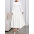 thumbnail image 3 of BTFBM Spring Dresses for Women Trendy Boat Neck Long Sleeve A Line Flowy Knit Loose Casual Elegant Party Maxi Dress, 3 of 9