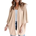thumbnail image 1 of Sonducket Suéter abierto frontal para mujer, cárdigan de punto suelto de poliéster, manga 3/4, ropa informal de primavera y otoño, blanco, L Prendas para la parte del cuerpo albaricoque L, 1 of 6