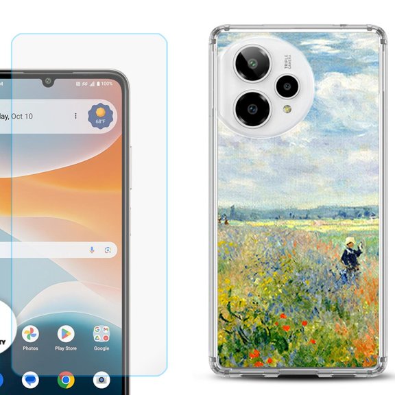 Phone Case for ATT Motivate Pro 2, with Screen Protector, by OneToughShield - Poppy Field