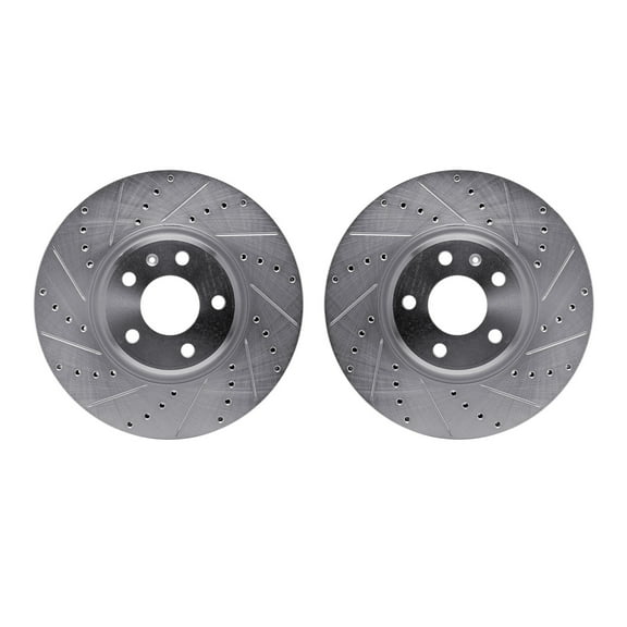 Dynamic Friction Company Front Brake Rotors-Drilled and Slotted-Silver 7002-73012