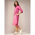 thumbnail image 4 of Steverzon Women's Cuffed Sleeves High-Low Satin Shirt Midi Dress, 4 of 4