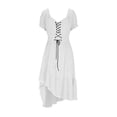 thumbnail image 4 of Sokhug Womens Lace-Up V Neck High Low Dress Puff Short Sleeve Ruffle Hem Flowy Midi Dress for Casual Party Vacation, 4 of 6