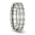 thumbnail image 4 of Auriga Fine Jewelry Stainless Steel Brushed and Polished 6 mm Ridged Flat Band for Women Size 7, 4 of 6