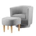 thumbnail image 4 of Dazone Modern Wood Linen Fabric Sponge Solid Print Swivel Armchair with Footstool, Gray, 4 of 6