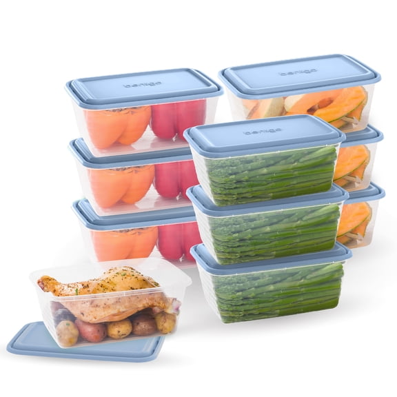 Bentgo Prep 8 Cup Meal Prep Containers with Lids, PFAS & BPA Free Materials, Durable, Microwave, Freezer, & Dishwasher Safe To Go Food Storage Container 10 Pack - Blue Coast