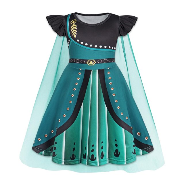 Vestido de princesa reina de las nieves WonderBabe con capa, tallas 7-8