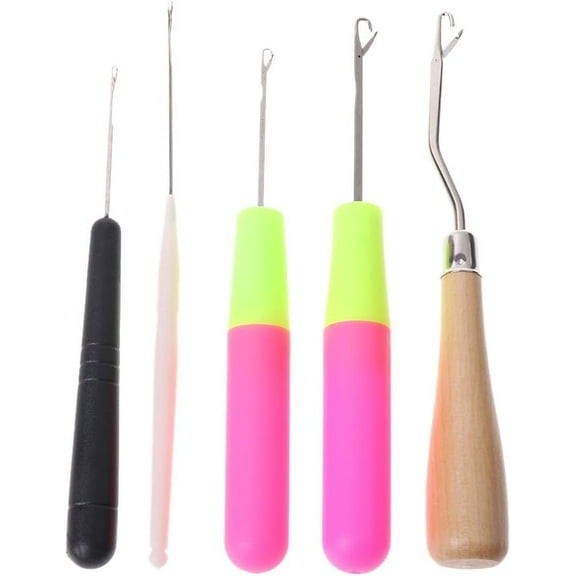 5pcs/Set Crochet Hook Set,Plastic Crochet Needle Braiding Latch Hook Weaving Hair Dreadlock Craft Hand Knit Tool
