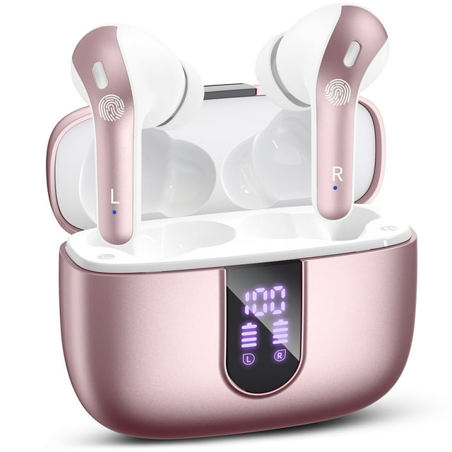 VEATOOL Bluetooth Headphones 65H Playback LED Power Display Earphones with Wireless Charging Case IPX7 Waterproof