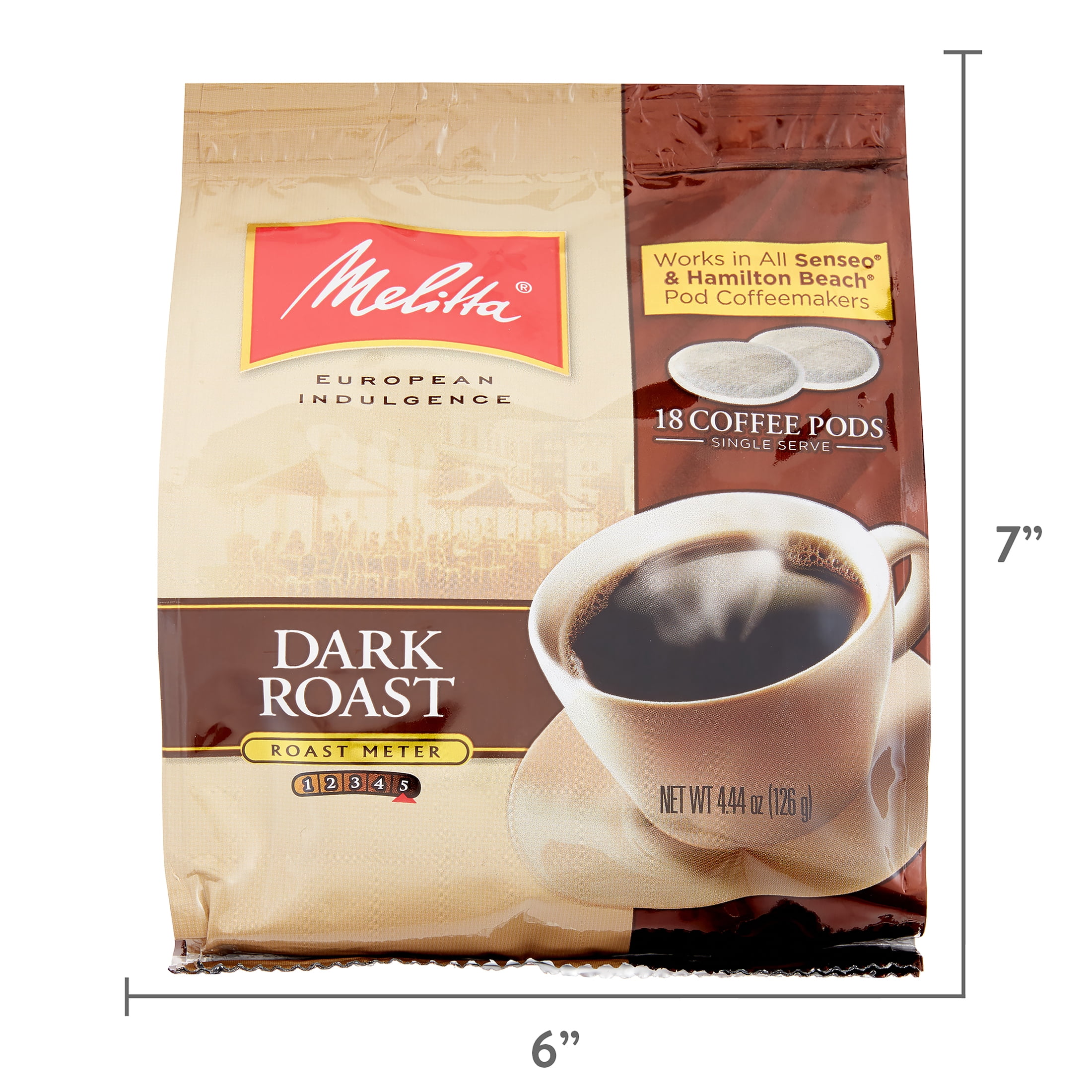 Melitta Dark Roast Coffee Pods for Senseo & Hamilton Beach Pod Brewers 18 ct Bag