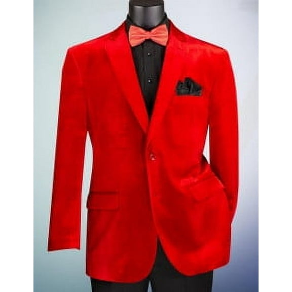 Mens Velvet Sport Coat Red Jacket 2 Button Vinci B-27