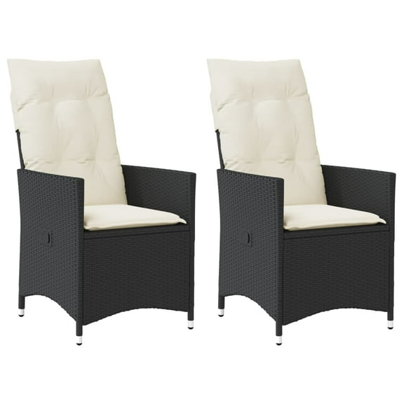 vidaXL Reclining Garden Chair Set of 2 Black
