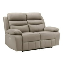 Lexicon Hancock Leather Power Double Reclining Love Seat in Latte