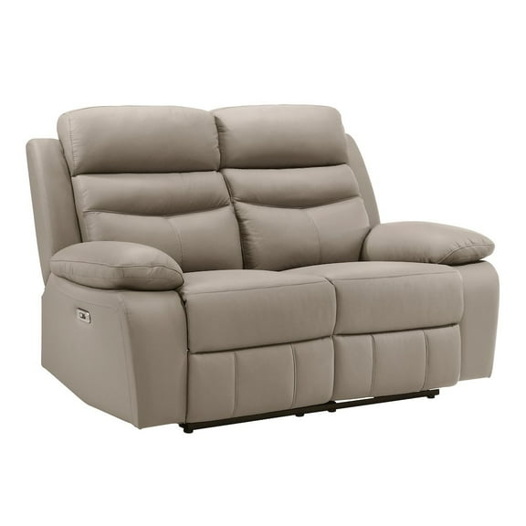 Lexicon Hancock Leather Power Double Reclining Love Seat in Latte