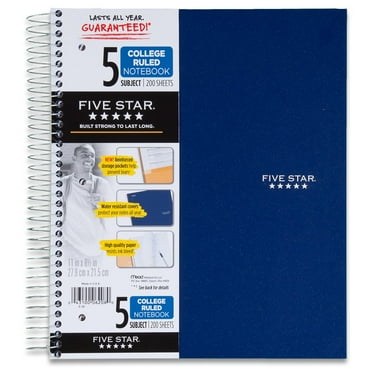 Five Star Wirebound Notebook, 5-Subject, 200-Count, College Rule, Teal (72075)