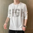 thumbnail image 5 of Camiseta holgada con cuello redondo y estampado gráfico para hombre, 100 % algodón, manga larga, tendencia de moda 2024, jersey de lujo, 5 of 5