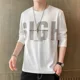 thumbnail image 5 of Camiseta holgada con cuello redondo y estampado gráfico para hombre, 100 % algodón, manga larga, tendencia de moda 2024, jersey de lujo, 5 of 5