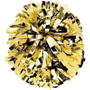 Chassé Metallic Cheerleading Poms - Shiny Metallic Cheer Pom with Baton Handle for Dance Sports Celebrations (Single, Gold)