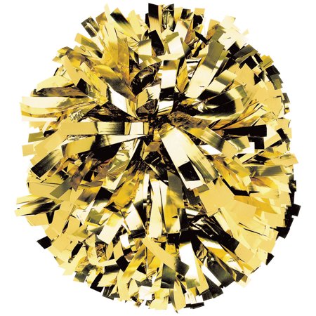 Chassé Metallic Cheerleading Poms - Shiny Metallic Cheer Pom with Baton Handle for Dance Sports Celebrations (Single, Gold)