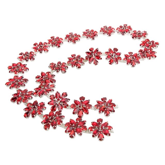 Rhinestone Chain Colours Flower Type Glossy Exquisite Rhinestone Applique For Wedding Party Jewelry Accessories 1 Yard 3.5cm Wide